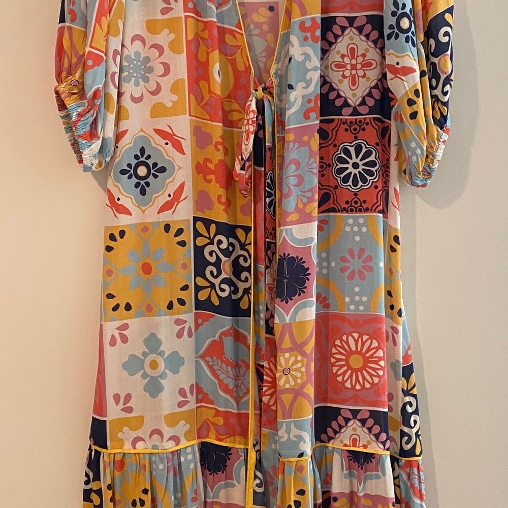 Carolina K "Debra" Tile Print Robe Terracotta